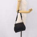 Miu Miu Shoulder Bag Leather Black Gold Auth 199415V-21