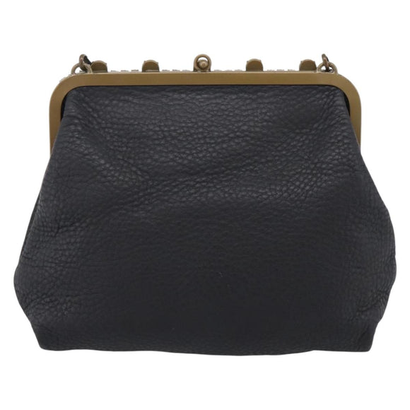 Miu Miu Shoulder Bag Leather Black Gold Auth 199415V