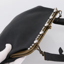 Miu Miu Shoulder Bag Leather Black Gold Auth 199415V-6