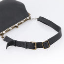 Miu Miu Shoulder Bag Leather Black Gold Auth 199415V-7