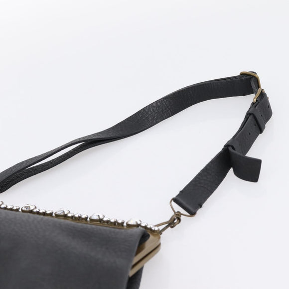 Miu Miu Shoulder Bag Leather Black Gold Auth 199415V
