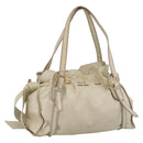 Miu Miu Shoulder Bag Leather Beige Gold Auth 199416A-1