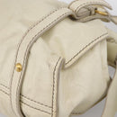 Miu Miu Shoulder Bag Leather Beige Gold Auth 199416A-12