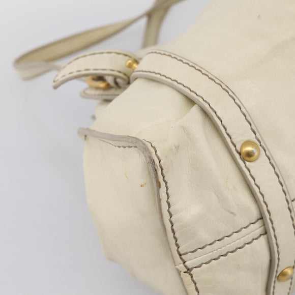 Miu Miu Shoulder Bag Leather Beige Gold Auth 199416A