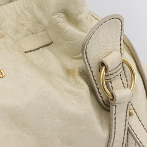 Miu Miu Shoulder Bag Leather Beige Gold Auth 199416A