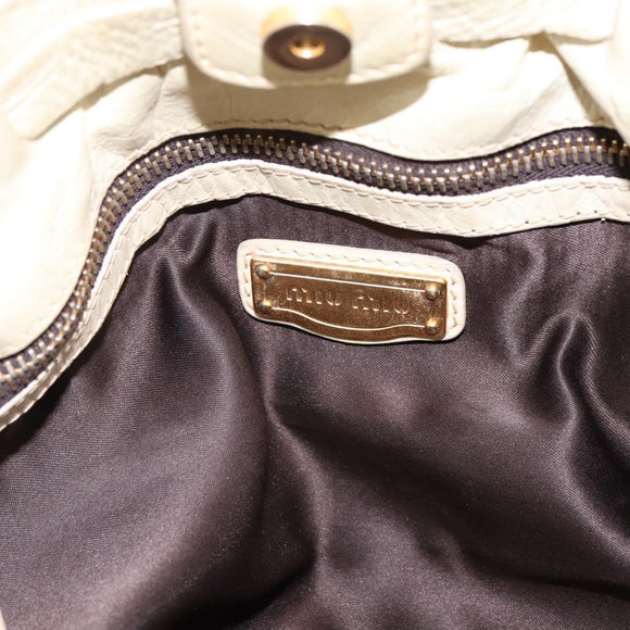 Miu Miu Shoulder Bag Leather Beige Gold Auth 199416A