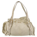 Miu Miu Shoulder Bag Leather Beige Gold Auth 199416A-2