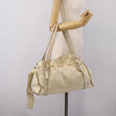 Miu Miu Shoulder Bag Leather Beige Gold Auth 199416A-23