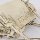 Miu Miu Shoulder Bag Leather Beige Gold Auth 199416A-6