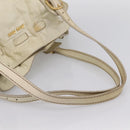 Miu Miu Shoulder Bag Leather Beige Gold Auth 199416A-7