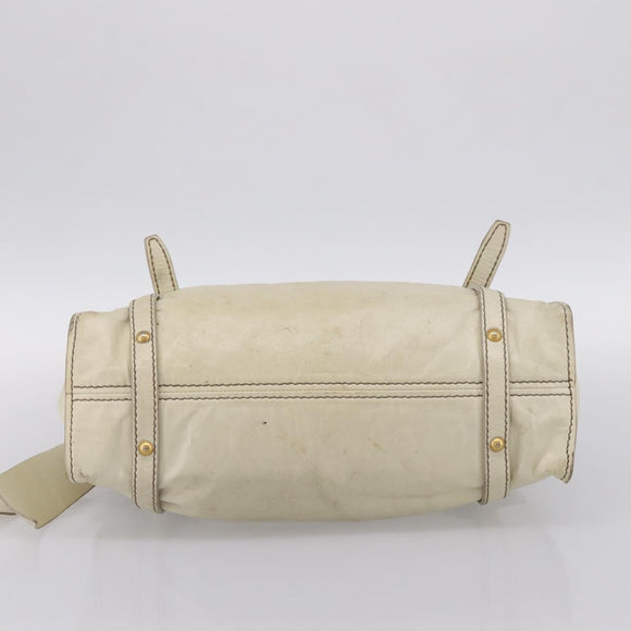 Miu Miu Shoulder Bag Leather Beige Gold Auth 199416A