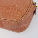 Miu Miu Shoulder Bag Leather Embossed Brown Gold Auth 199420A-9