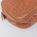 Miu Miu Shoulder Bag Leather Embossed Brown Gold Auth 199420A-15