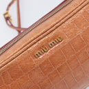 Miu Miu Shoulder Bag Leather Embossed Brown Gold Auth 199420A-18