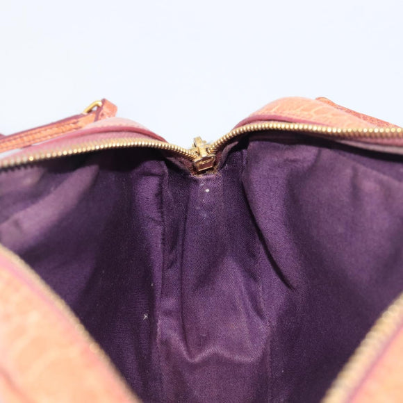 Miu Miu Shoulder Bag Leather Embossed Brown Gold Auth 199420A