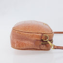 Miu Miu Shoulder Bag Leather Embossed Brown Gold Auth 199420A-3