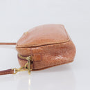 Miu Miu Shoulder Bag Leather Embossed Brown Gold Auth 199420A-4