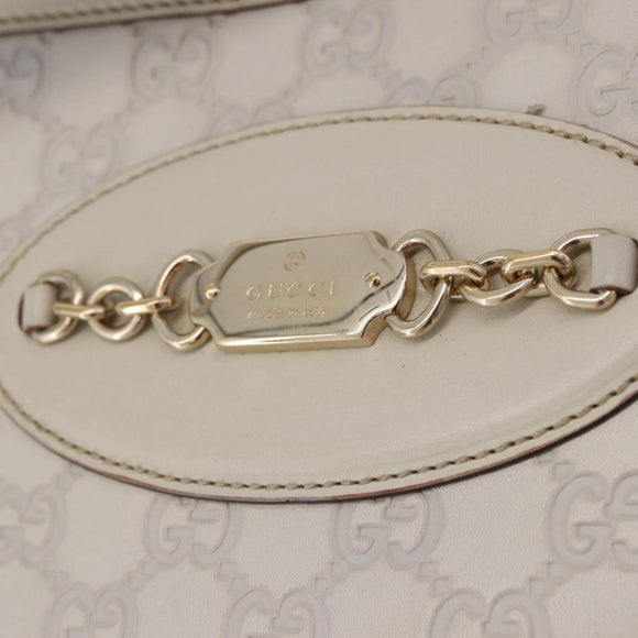GUCCI GG Canvas Guccissima Tote Bag Leather White Gold 145994 Auth 199421V