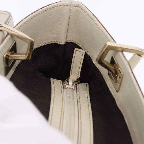 GUCCI GG Canvas Guccissima Tote Bag Leather White Gold 145994 Auth 199421V