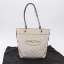 GUCCI GG Canvas Guccissima Tote Bag Leather White Gold 145994 Auth 199421V-25