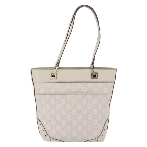 GUCCI GG Canvas Guccissima Tote Bag Leather White Gold 145994 Auth 199421V