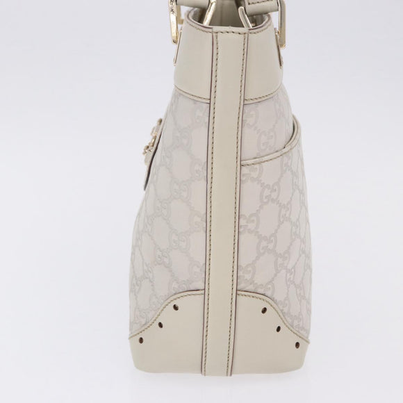 GUCCI GG Canvas Guccissima Tote Bag Leather White Gold 145994 Auth 199421V