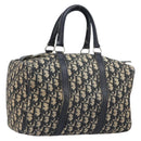Christian Dior Trotter Canvas Boston Bag Navy Silver Auth 199424-1