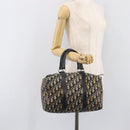 Christian Dior Trotter Canvas Boston Bag Navy Silver Auth 199424-19