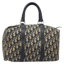 Christian Dior Trotter Canvas Boston Bag Navy Silver Auth 199424-2