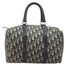 Christian Dior Trotter Canvas Boston Bag Navy Silver Auth 199424-3