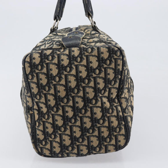 Christian Dior Trotter Canvas Boston Bag Navy Silver Auth 199424