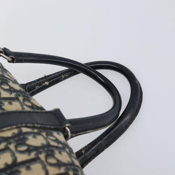 Christian Dior Trotter Canvas Boston Bag Navy Silver Auth 199424