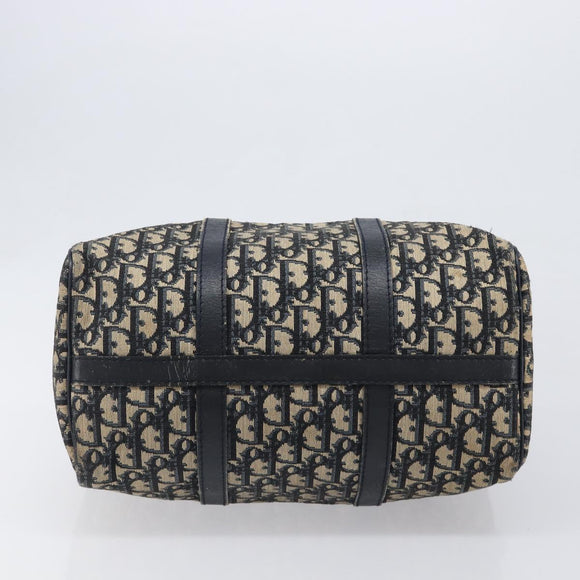 Christian Dior Trotter Canvas Boston Bag Navy Silver Auth 199424