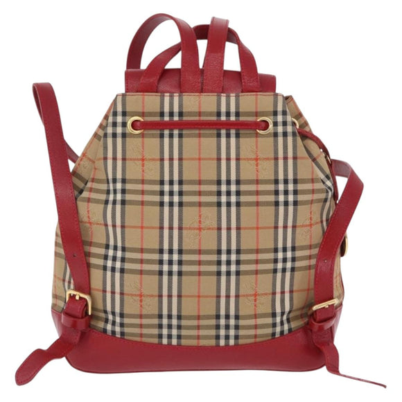 Burberrys Nova Check Backpack Canvas Beige Gold Auth 199427V