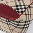 BURBERRY Nova Check Blue Label Shoulder Bag Canvas Beige Silver Auth 199428-10