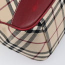 BURBERRY Nova Check Blue Label Shoulder Bag Canvas Beige Silver Auth 199428-11