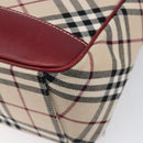 BURBERRY Nova Check Blue Label Shoulder Bag Canvas Beige Silver Auth 199428-12