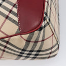BURBERRY Nova Check Blue Label Shoulder Bag Canvas Beige Silver Auth 199428-13