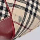 BURBERRY Nova Check Blue Label Shoulder Bag Canvas Beige Silver Auth 199428-14