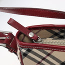 BURBERRY Nova Check Blue Label Shoulder Bag Canvas Beige Silver Auth 199428-15