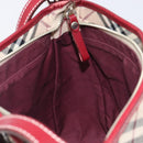 BURBERRY Nova Check Blue Label Shoulder Bag Canvas Beige Silver Auth 199428-17