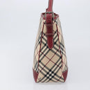 BURBERRY Nova Check Blue Label Shoulder Bag Canvas Beige Silver Auth 199428-4
