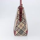 BURBERRY Nova Check Blue Label Shoulder Bag Canvas Beige Silver Auth 199428-5