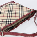 BURBERRY Nova Check Blue Label Shoulder Bag Canvas Beige Silver Auth 199428-6