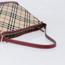 BURBERRY Nova Check Blue Label Shoulder Bag Canvas Beige Silver Auth 199428-7