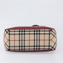 BURBERRY Nova Check Blue Label Shoulder Bag Canvas Beige Silver Auth 199428-9