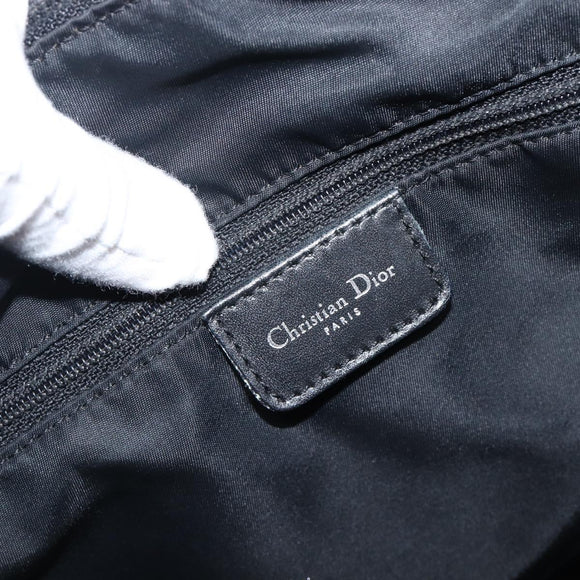 Christian Dior Trotter Canvas Shoulder Bag Black Silver Auth 199429