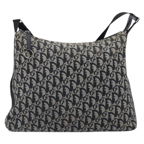 Christian Dior Trotter Canvas Shoulder Bag Black Silver Auth 199429