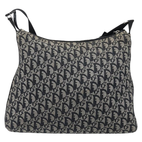 Christian Dior Trotter Canvas Shoulder Bag Black Silver Auth 199429