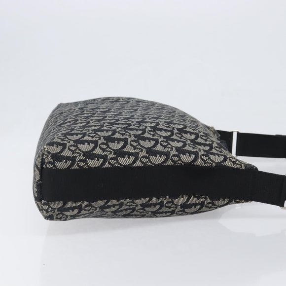 Christian Dior Trotter Canvas Shoulder Bag Black Silver Auth 199429